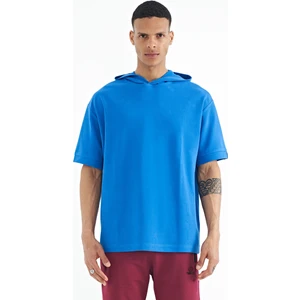 Tommy Life Saks Kapüşonlu Kol Etiket Detaylı Oversize Erkek T-shirt - 88179