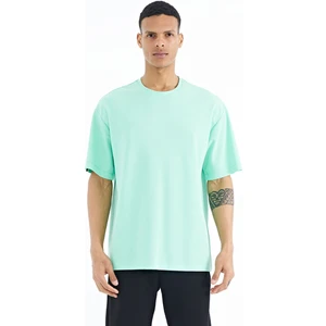 Tommy Life Su Yeşili Kol Arma Detaylı Basic Oversize Erkek T-Shirt - 88193