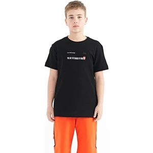 Tommy Life Siyah Baskı Detaylı O Yaka Standart Kalıp Erkek  Çocuk T-Shirt - 11117