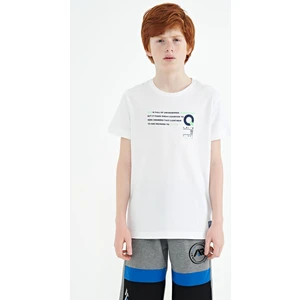Tommy Life Beyaz Baskı Detaylı O Yaka Standart Kalıp Erkek Çocuk T-Shirt - 11145