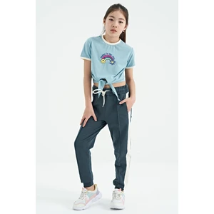 Tommy Life Orman Yeşili Yan Bantlı Gizli Fermuar Cep Detaylı Jogger Kız Çocuk Eşofman Alt - 75122