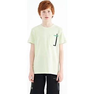 Tommy Life Açık Yeşil Cep Detaylı O Yaka Standart Kalıp Erkek Çocuk T-Shirt - 11120