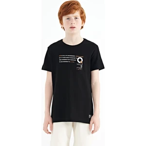 Tommy Life Siyah Baskı Detaylı O Yaka Standart Kalıp Erkek Çocuk T-Shirt - 11145