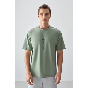 Air Jones Açık Yeşil Pamuklu Kalın Yumuşak Dokulu Oversize Fit Baskılı Erkek T-Shirt - 88373