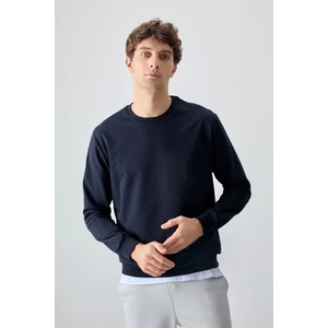 Air Jones Lacivert Pamuk Yumuşak Dokulu Standart Fit Basic Erkek Sweatshirt - 88363