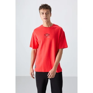Tommy Life Fiesta Pamuklu Kalın Yumuşak Dokulu Oversize Fit Baskılı Erkek T-Shirt - 88325