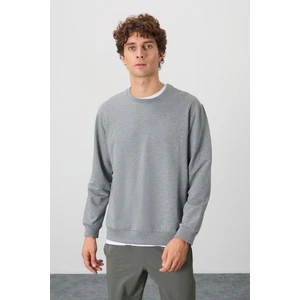 Air Jones Gri Melanj Pamuk Yumuşak Dokulu Standart Fit Basic Erkek Sweatshirt - 88363