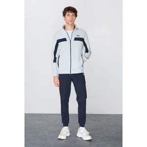 Air Jones  Lacivert Yüzeyi Dokulu Standart Fit Nakışlı Erkek Eşofman Takım - 85248