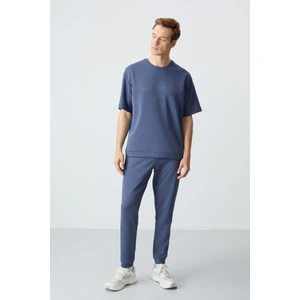 Air Jones Petrol Pamuklu Kalın Yumuşak Dokulu Oversize Fit Basic Erkek Eşofman Takım - 85261