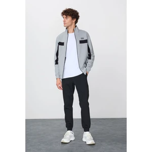 Air Jones  Lacivert Yüzeyi Dokulu Standart Fit Nakışlı Erkek Eşofman Takım - 85248