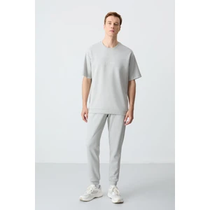 Air Jones Taş Pamuklu Kalın Yumuşak Dokulu Oversize  Fit Basic Erkek Eşofman Takım - 85261