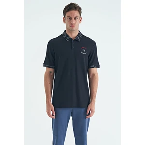 Tommy Life Lacivert Yazı Nakışlı Baskı Detaylı Standart Kalıp Polo Yaka Erkek T-Shirt - 88239