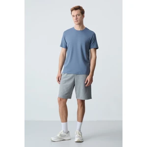 Air Jones Gri Melanj Pamuklu Kalın Yumuşak Dokulu Standart Fit Basic Erkek Şort  - 81275