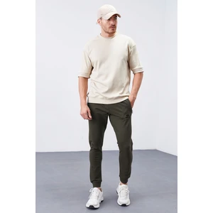 Tommy Life Haki Fermuar Cepli Dar Kalıp  Jogger Erkek Eşofman Alt - 84343