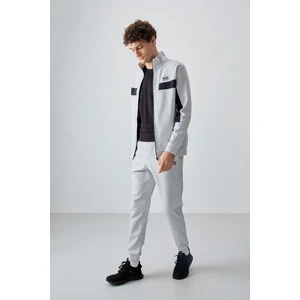 Air Jones Gri Yüzeyi Dokulu Standart Fit Nakışlı Erkek Eşofman Takım - 85248