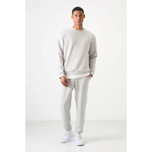 Air Jones Taş Pamuklu Kalın Yumuşak Dokulu Comfort Fit Nakışlı Erkek Eşofman Takım - 85254