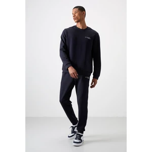 Air Jones Lacivert Pamuklu Kalın Yumuşak Dokulu Comfort Fit Nakışlı Erkek Eşofman Takım - 85254