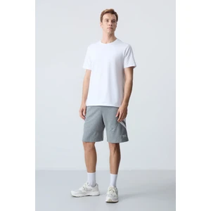 Air Jones Gri Melanj Pamuklu Kalın Yumuşak Dokulu Standart Fit Basic Erkek Şort  - 81281