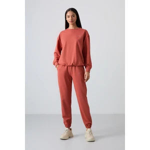 Tommy Life Tarçın O Yaka Oversize Lastik Paça Kadın Eşofman Takım - 95287