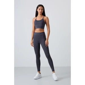 Antrasit Esnek Standart Fit Performans Kadın Tayt Takım - 95333