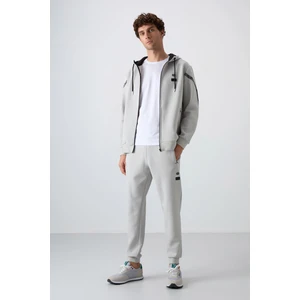 Tommy Life Taş Pamuklu Kalın Yumuşak Dokulu Comfort Fit Baskılı Erkek Eşofman Takım - 85236