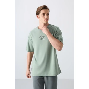 Tommy Life Açık Yeşil Pamuklu Kalın Yumuşak Dokulu Oversize Fit Baskılı Erkek T-Shirt - 88325