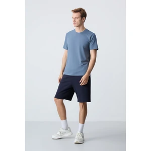 Air Jones Lacivert Pamuklu Kalın Yumuşak Dokulu Standart Fit Basic Erkek Şort  - 81275