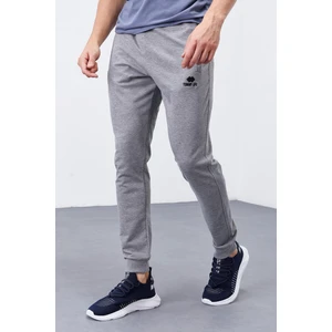 Tommy Life Gri Melanj Erkek Fermuar Cepli Dar Kesim Jogger Eşofman Alt-84343