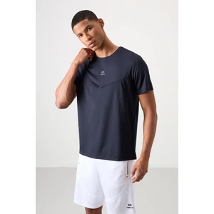 Tommy Life Lacivert Polyester Nefes Alan Dokulu İnce Esnek Standart Fit Erkek Performans T-Shirt - 88391
