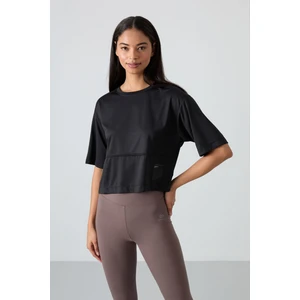 Tommy Life Siyah Polyester Nefes Alan Dokulu İnce Esnek Oversize Fit Performans Kadın T-Shirt - 97284