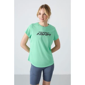 Tommy Life Su Yeşili Nefes Alan Dokulu İnce Esnek Standart Fit Performans Kadın T-Shirt - 97283