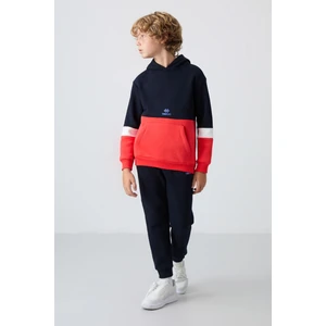 Tommy Life Tommy Life  Lacivert Pamuklu Kalın Içi Tüylü Yumuşak Dokulu Standart Fit Nakışlı Erkek Çocuk eşofman takım - 11255