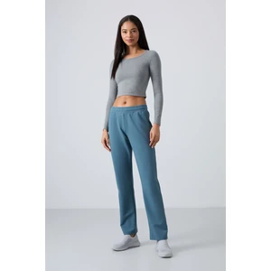 Tommy Life Tommy Life  Orman Yeşili Yüksek Bel Cepli Rahat Form Klasik Paça Kadın Eşofman Alt - 94584