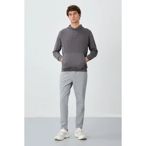 Air Jones Gri Melanj Yüzeyi Dokulu Standart Fit Nakışlı Erkek Eşofman Takım - 85248