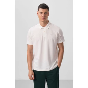 Tommy Life Tommy Life  Ekru Basic Göğüs Logolu Standart Kalıp Triko Polo Yaka Erkek T-Shirt - 87768