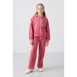 Tommy Life Yaban Gülü Pamuklu İçi Tüylü Yumuşak Dokulu Standart Fit Nakışlı Kız Çocuk Eşofman Takım - 75161