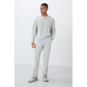 Tommy Life Taş Kompakt Pamuklu Kalın Pürüzsüz Dokulu O Yaka Comfort Fit Erkek Eşofman Takım -85263