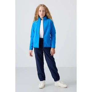 Tommy Life Indigo Kalın Yumuşak Dokulu Standart Fit Nakışlı Polar Kız Çocuk Eşofman Alt - 75155