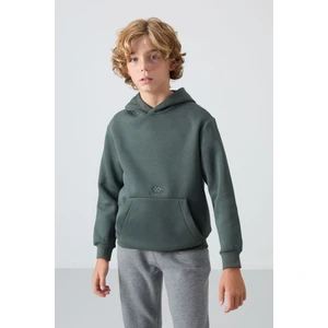 Tommy Life Haki Pamuklu Kalın İçi Tüylü Yumuşak Dokulu Standart Fit Baskılı Erkek Çocuk Sweatshirt - 11215