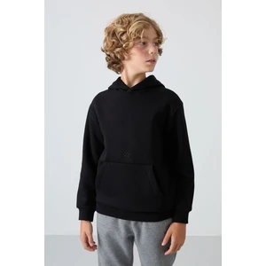 Tommy Life Siyah Pamuklu Kalın İçi Tüylü Yumuşak Dokulu Standart Fit Baskılı Erkek Çocuk Sweatshirt - 11215