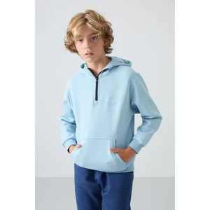 Tommy Life Açık Mavi Pamuklu Kalın İçi Tüylü Yumuşak Dokulu Standart Fit Nakışlı Erkek Çocuk Sweatshirt - 11244