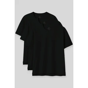 Oversize Fit Basic O Yaka 3lü Paket Siyah Kadın T-Shirt 97285