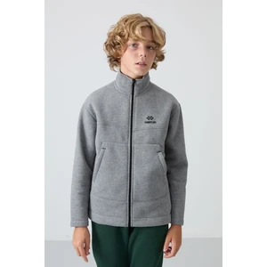 Tommy Life Gri Melanj Pamuklu Kalın İçi Tüylü Yumuşak Dokulu Standart Fit Nakışlı Erkek Çocuk Sweatshirt - 11245