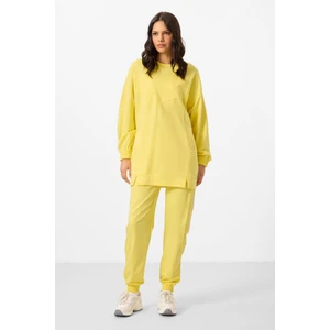 Limon O Yaka Basic Oversize Kadın Eşofman Tunik Takım - 95347