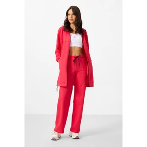 Viva Kırmızı Dik Yaka Fermuarlı Pamuklu Kadın Eşofman Tunik Takım - 95346