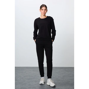 Tommy Life Haki Kompakt Pamuklu Kalın Pürüzsüz Dokulu O Yaka Oversize Fit Kadın Eşofman Takım - 95341