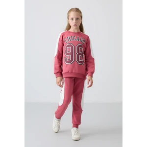 Tommy Life Yaban Gülü Pamuklu İçi Tüylü Yumuşak Dokulu Standart Fit Baskılı Kız Çocuk Eşofman Takım - 75170