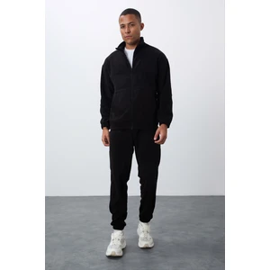 Tommy Life Siyah Kalın Yumuşak Dokulu Comfort Fit Nakışlı Erkek Eşofman Takım - 85269