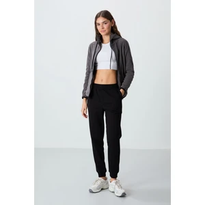 Tommy Life Siyah Kompakt Pamuklu Kalın Pürüzsüz Dokulu Standart Fit Kadın Eşofman Altı - 94660