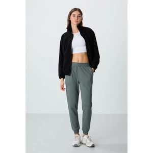 Tommy Life Haki Kompakt Pamuklu Kalın Pürüzsüz Dokulu Standart Fit Kadın Eşofman Altı - 94660